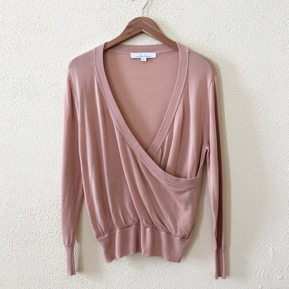 Callahan Deep V Wrap Sweater in Almond M - Picture 3 of 6